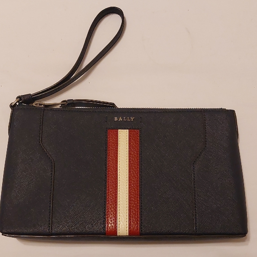 Bally Blue and Red Wallet with Stripe Detail